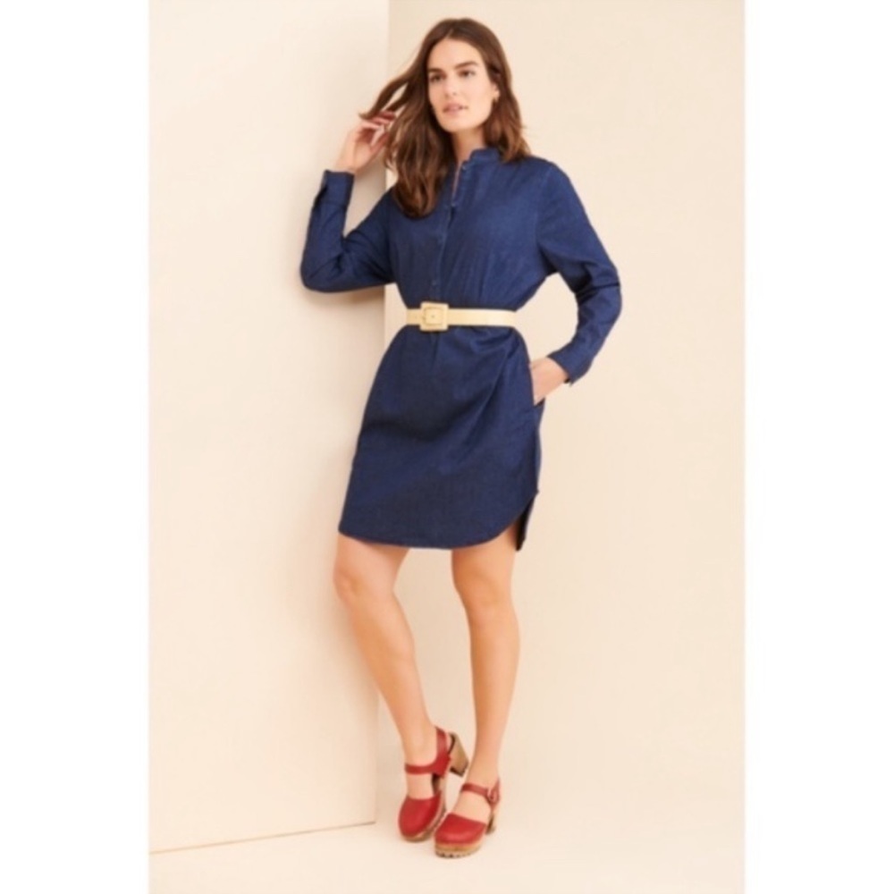 Universal Standard Hannah Dark Indigo Blue Denim Shirt Dress 2XS 6-8 Chambray